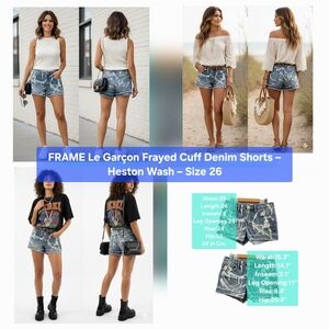 Frame Denim Le Garçon Frayed Cuff Denim Shorts Size 26